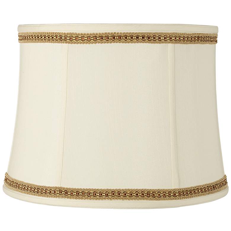 Image 1 Drum Shade with Two Tone Braid Trim 14x16x12 (Spider)