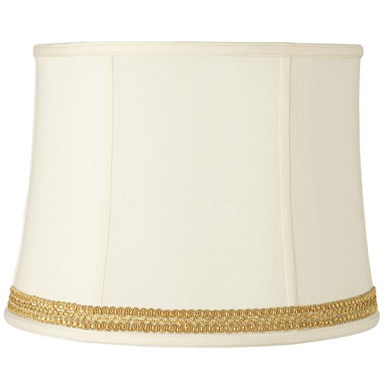 Image 1 Drum Shade with Yellow Gold Ribbon Trim 14x16x12 (Spider)