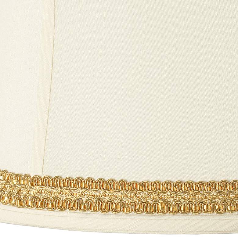 Image 2 Drum Shade with Yellow Gold Ribbon Trim 14x16x12 (Spider) more views