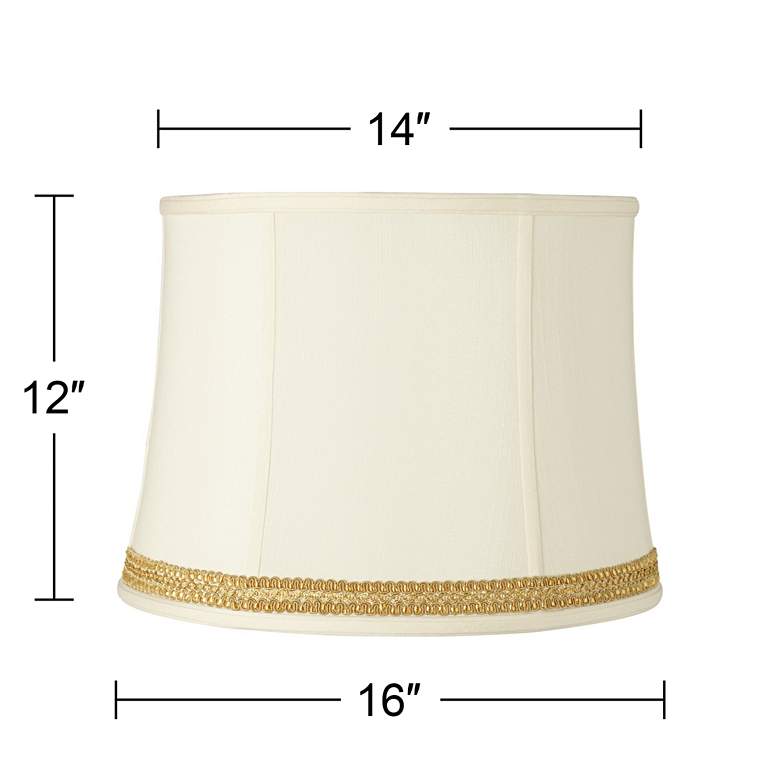 Image 3 Drum Shade with Yellow Gold Ribbon Trim 14x16x12 (Spider) more views