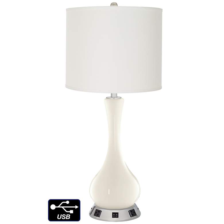 Image 1 Drum Vase Lamp - Outlets and USBs in West Highland White