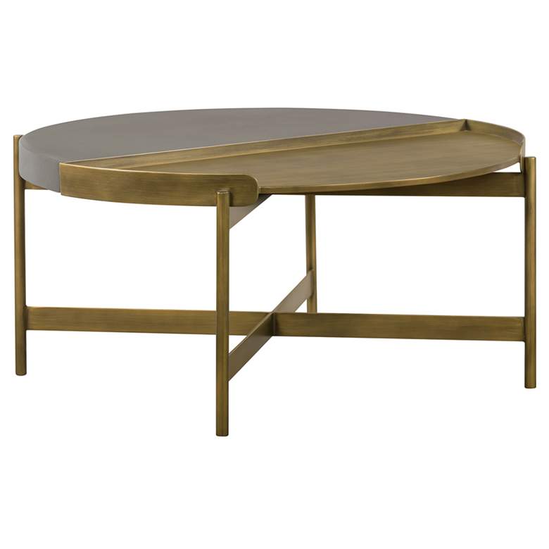Image 1 Dua Coffee Table in Gray Concrete and Antique Brass