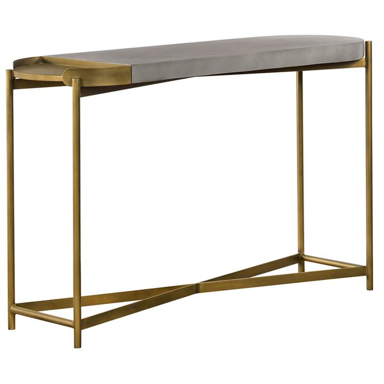 Image 1 Dua Console Table in Gray Concrete and Antique Brass