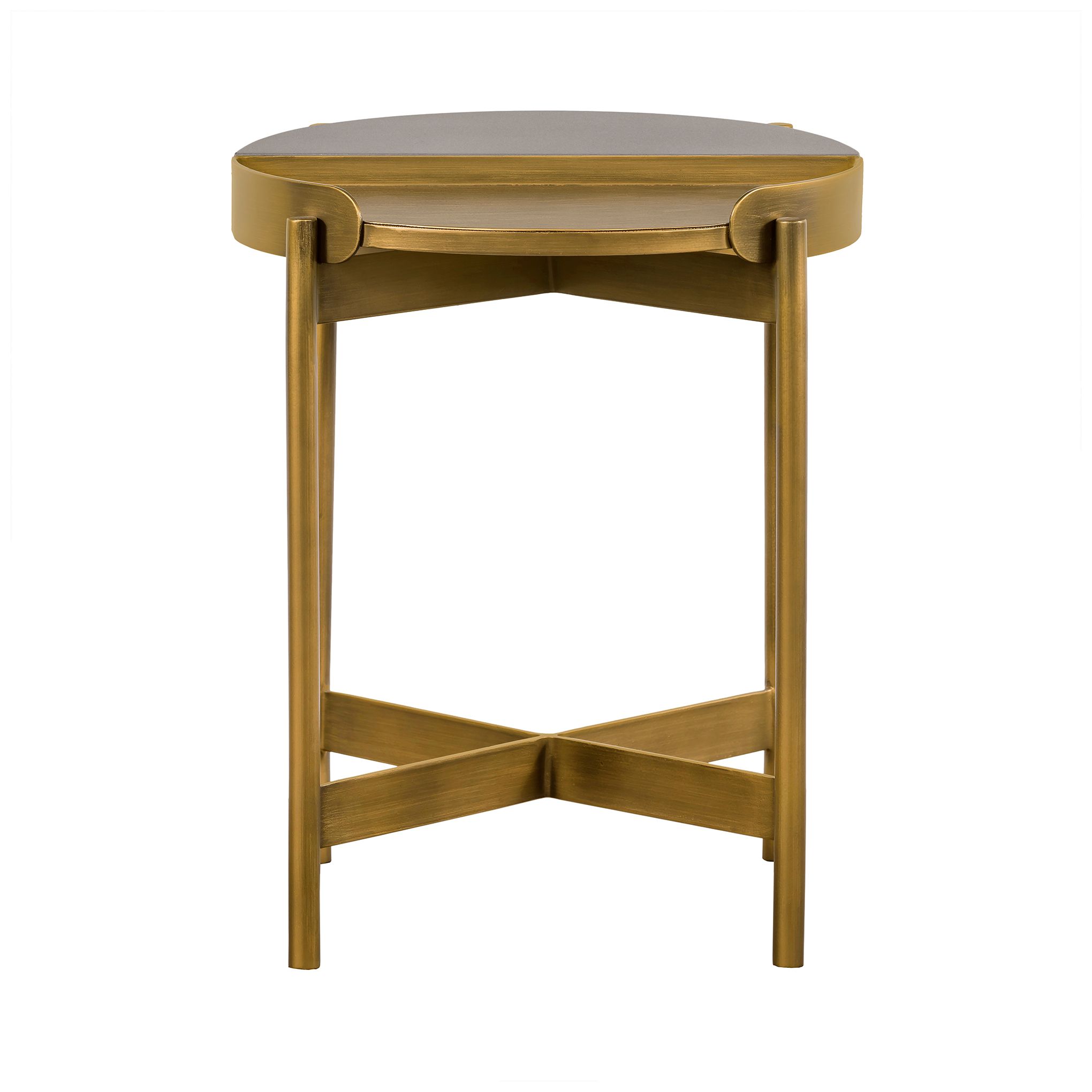 Image 3 Dua End Table in Gray Concrete and Antique Brass more views