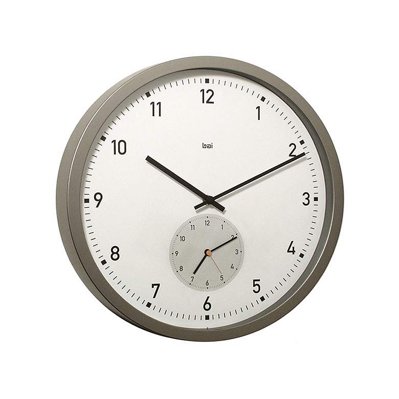 Image 1 Dual Time White 12 1/2 inch Wide Wall Clock