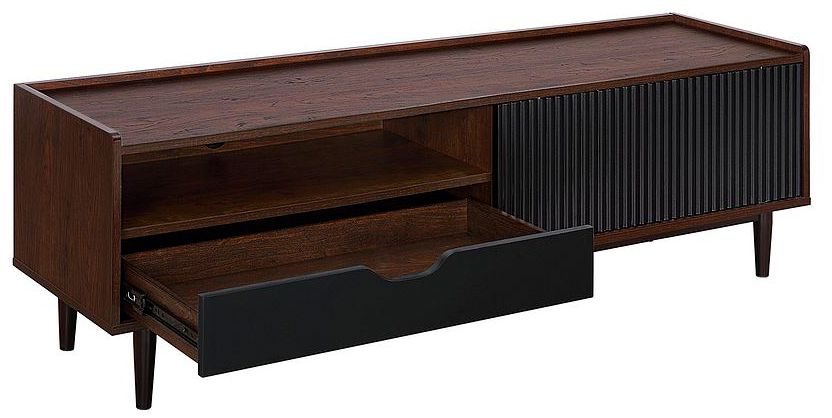 Image 3 Duane 59.25 Modern Ribbed TV Stand in Dark Brown and Black more views