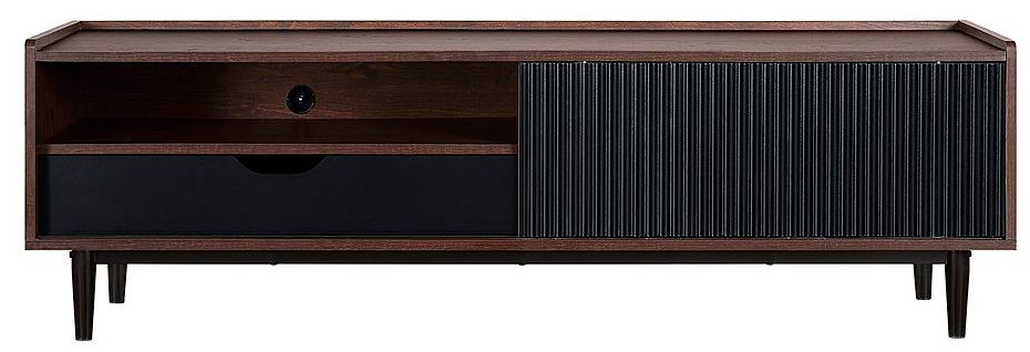 Image 5 Duane 59.25 Modern Ribbed TV Stand in Dark Brown and Black more views