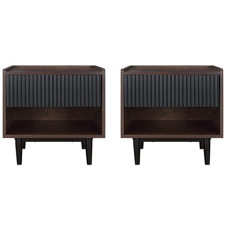 Image 1 Duane Nightstand in Dark Brown and Black - Set of 2