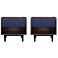 Duane Nightstand in Dark Brown and Navy Blue - Set of 2