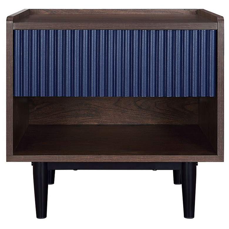 Image 1 Duane Nightstand in Dark Brown and Navy Blue