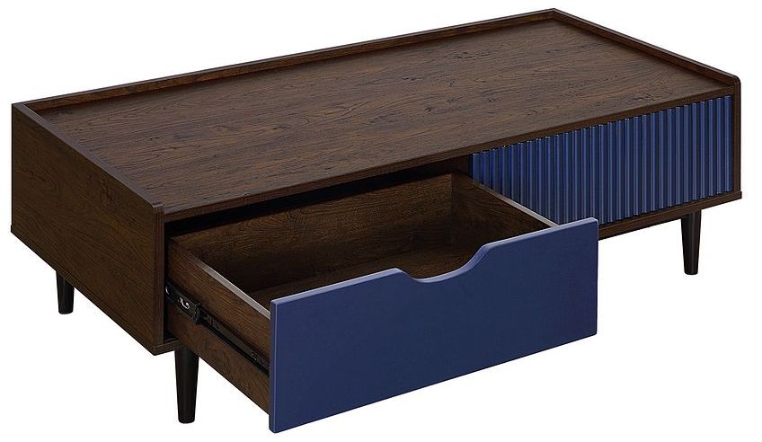 Image 5 Duane Ribbed Coffee Table with Drawer and Shelf Dark Brown and Navy Blue more views