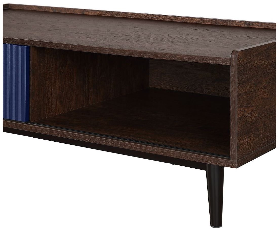 Image 6 Duane Ribbed Coffee Table with Drawer and Shelf Dark Brown and Navy Blue more views