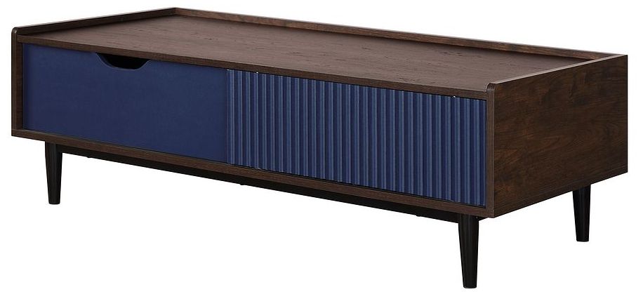 Image 7 Duane Ribbed Coffee Table with Drawer and Shelf Dark Brown and Navy Blue more views