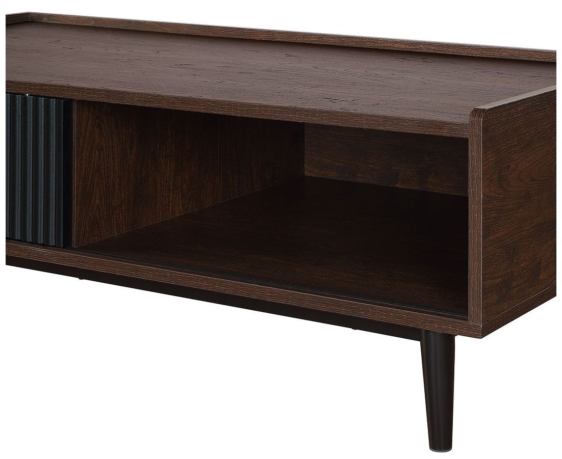 Image 6 Duane Ribbed Coffee Table with Drawer and Shelf in Dark Brown and Black more views