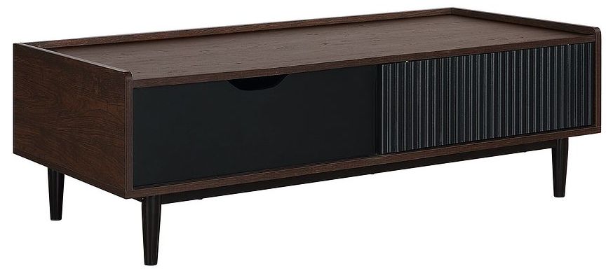 Image 7 Duane Ribbed Coffee Table with Drawer and Shelf in Dark Brown and Black more views