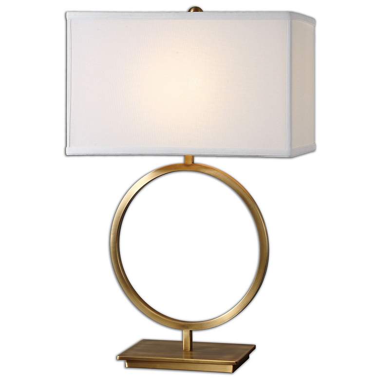 Image 2 Duara Plated Brushed Brass Metal Open Ring Table Lamp