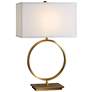 Duara Plated Brushed Brass Metal Open Ring Table Lamp