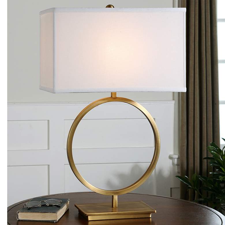 Image 1 Duara Plated Brushed Brass Metal Open Ring Table Lamp