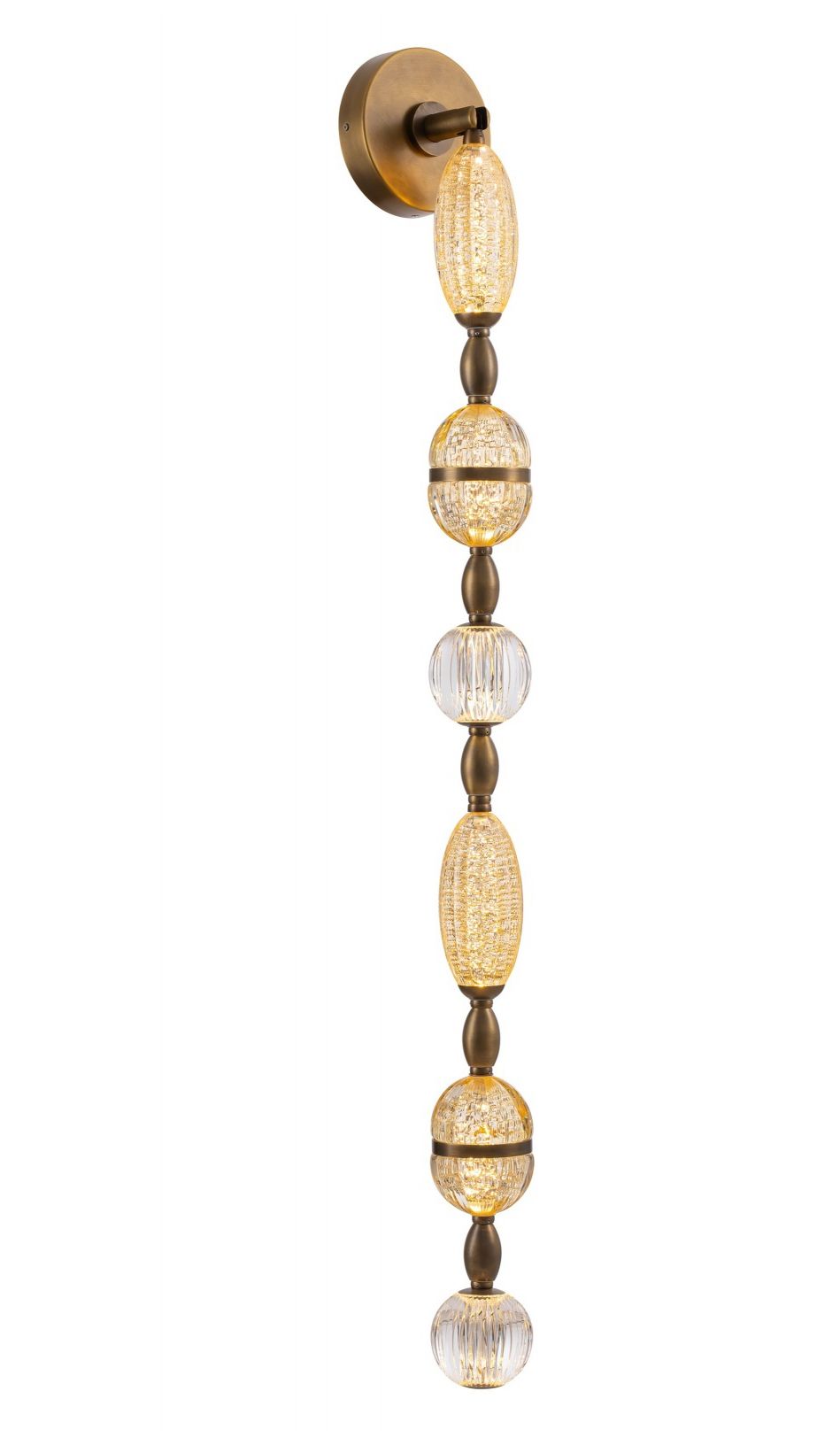 Image 2 Dubai 6-Light 56"H LED Wall Sconce in Aged Golden Brass/Gold Glass more views