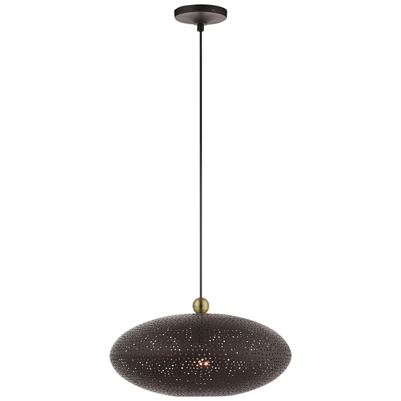 Image 2 Dublin 16 inch Wide Bronze Metal Oval Pendant Light