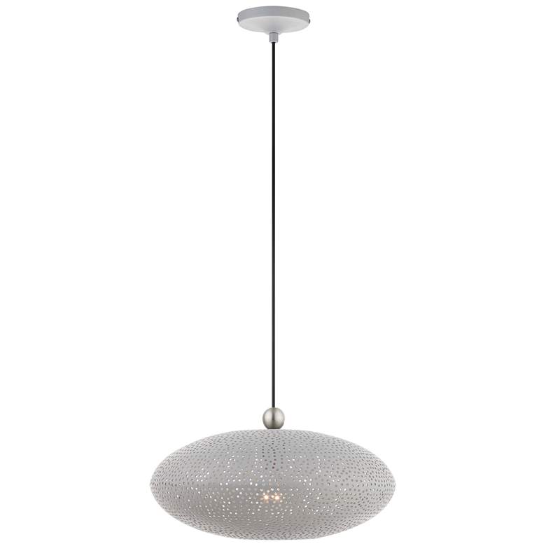 Image 2 Dublin 16 inch Wide Nordic Gray Metal Oval Pendant Light