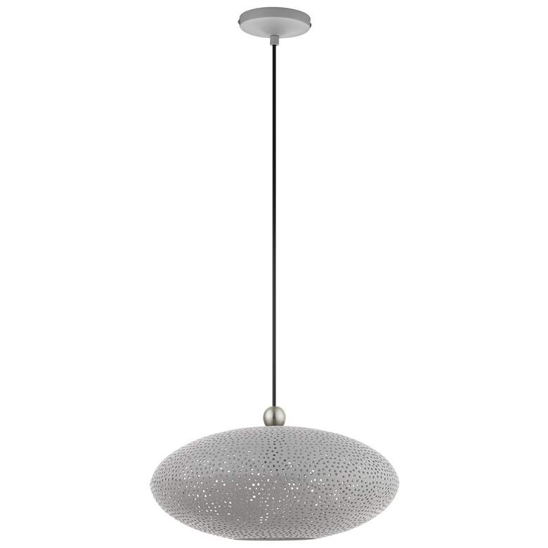 Image 3 Dublin 16 inch Wide Nordic Gray Metal Oval Pendant Light more views
