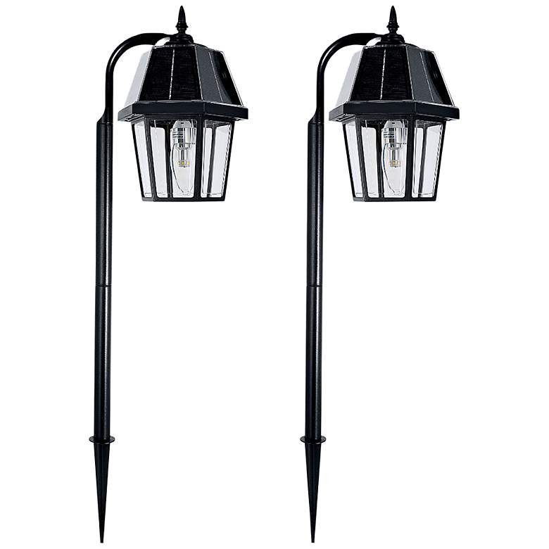 Image 1 Dublin 28 1/2 inch High Black LED Solar Garden Lights Set of 2