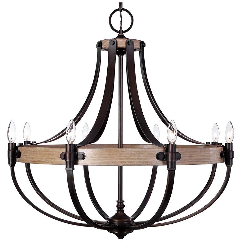 Image 2 Dubois 32 1/2" Wide Bronze and Natural Oak 8-Light Chandelier
