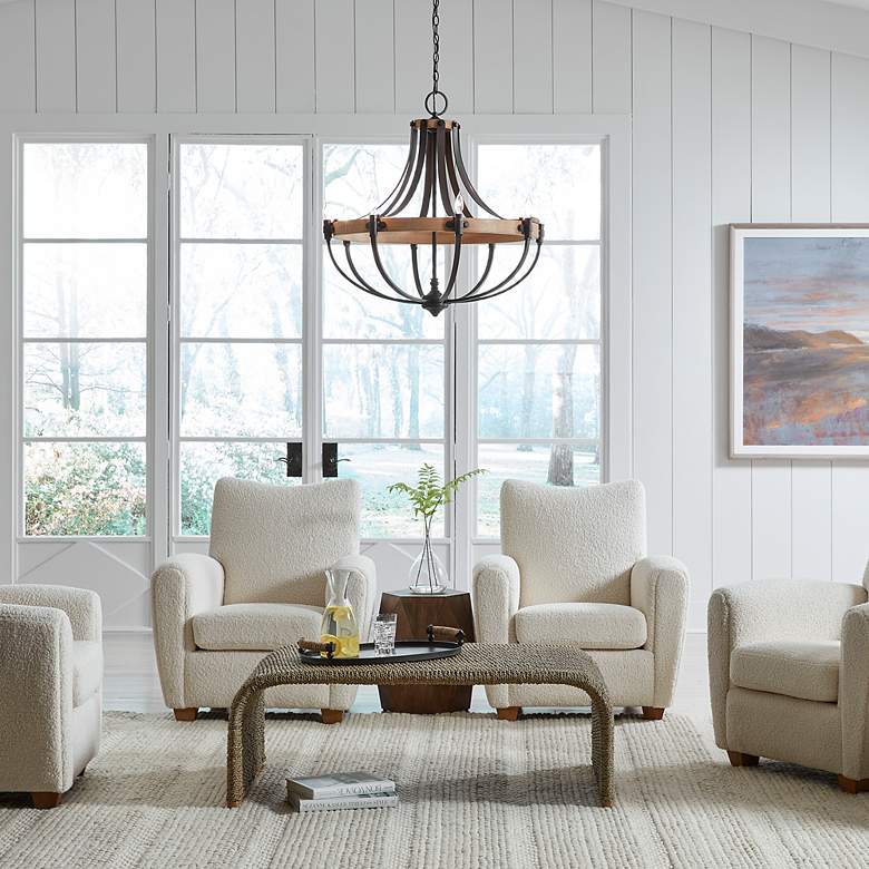 Image 3 Dubois 32 1/2" Wide Bronze and Natural Oak 8-Light Chandelier more views