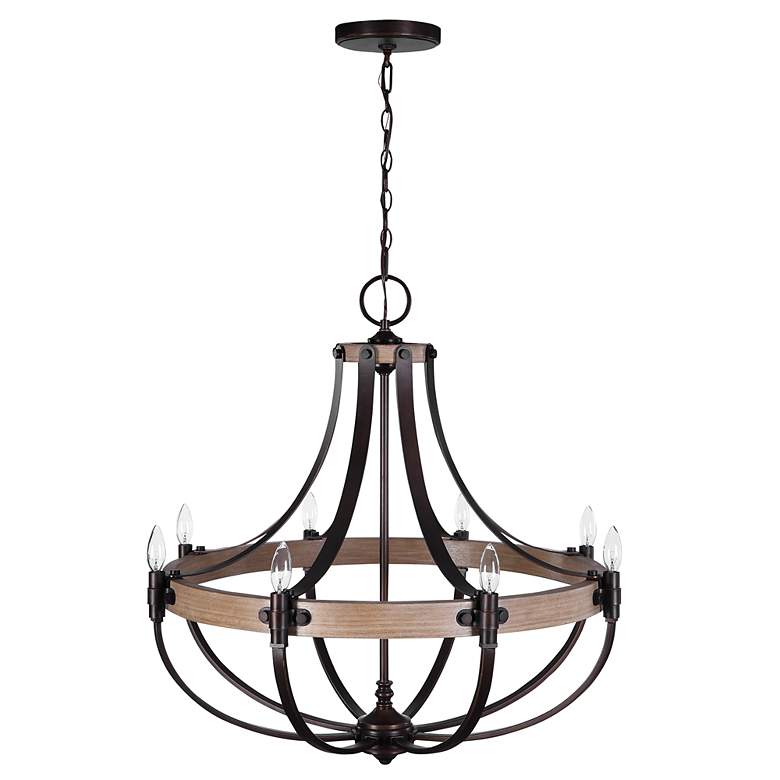 Image 4 Dubois 32 1/2" Wide Bronze and Natural Oak 8-Light Chandelier more views