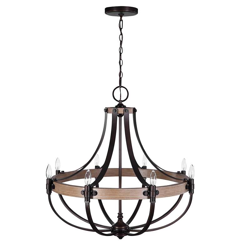 Image 4 Dubois 32 1/2 inch Wide Bronze and Natural Oak 8-Light Chandelier more views