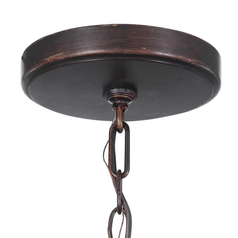 Image 6 Dubois 32 1/2 inch Wide Bronze and Natural Oak 8-Light Chandelier more views