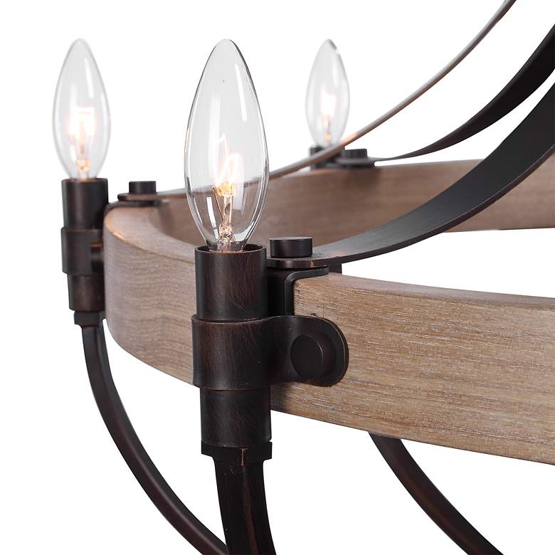Image 7 Dubois 32 1/2" Wide Bronze and Natural Oak 8-Light Chandelier more views