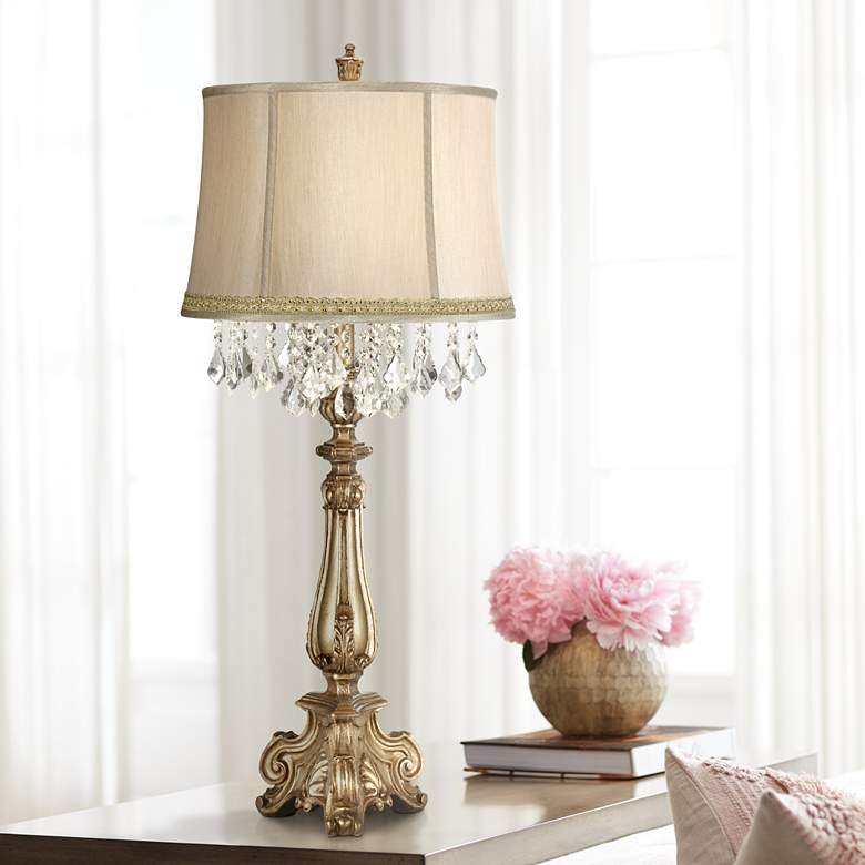 Image 1 Dubois Console Table Lamp with Lace Rhinestone Trim
