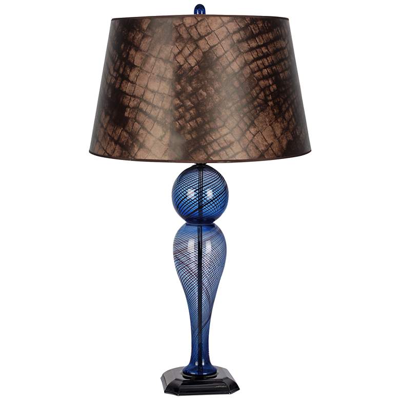 Image 1 Duchess Blue Glass with Brown Shade Table Lamp
