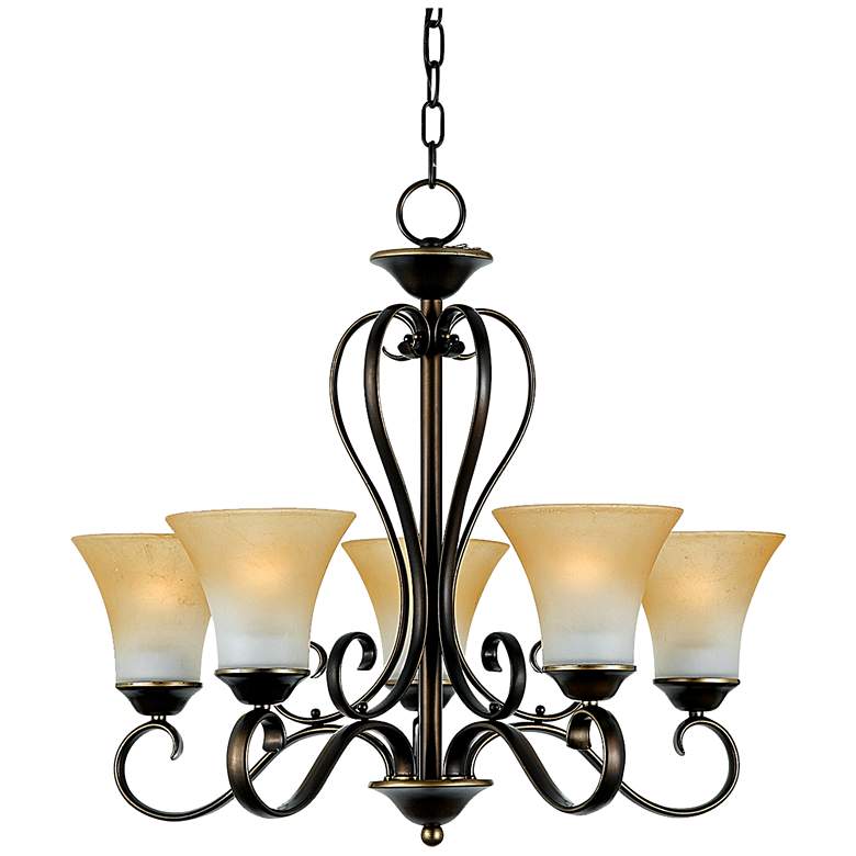 Image 3 Duchess One Tier Bronze and Marble Glass Traditional Uplight Chandelier