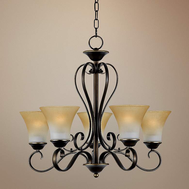 Image 2 Duchess One Tier Bronze and Marble Glass Traditional Uplight Chandelier