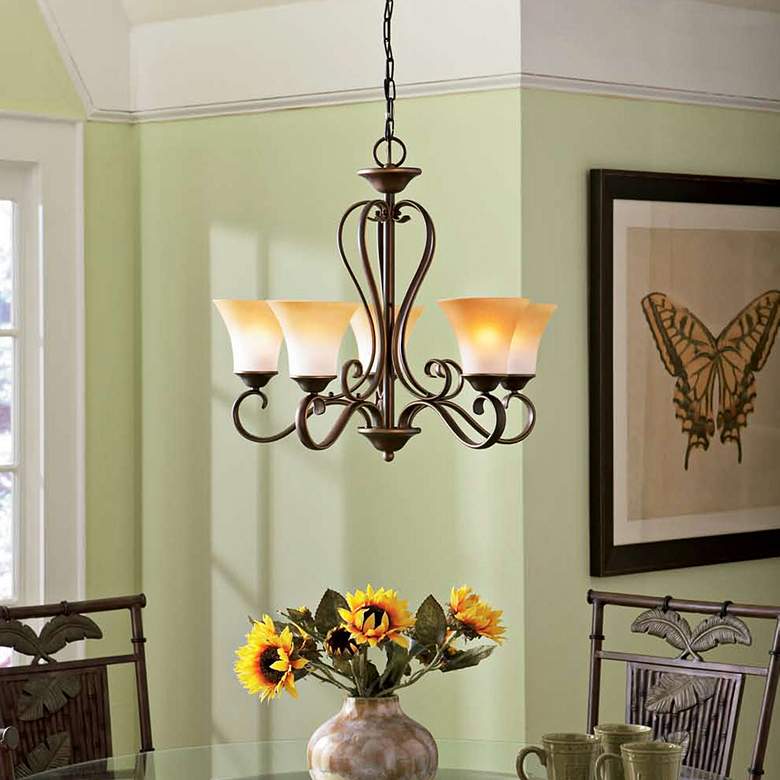 Image 4 Duchess One Tier Bronze and Marble Glass Traditional Uplight Chandelier more views