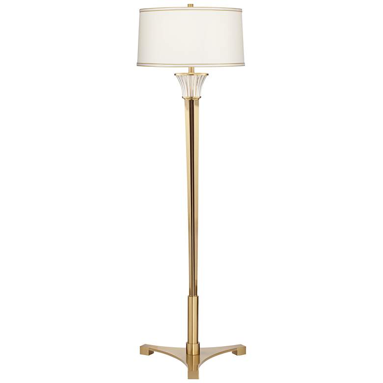 Image 1 Duchess Warm Antique Brass and Glass Tripod Floor Lamp