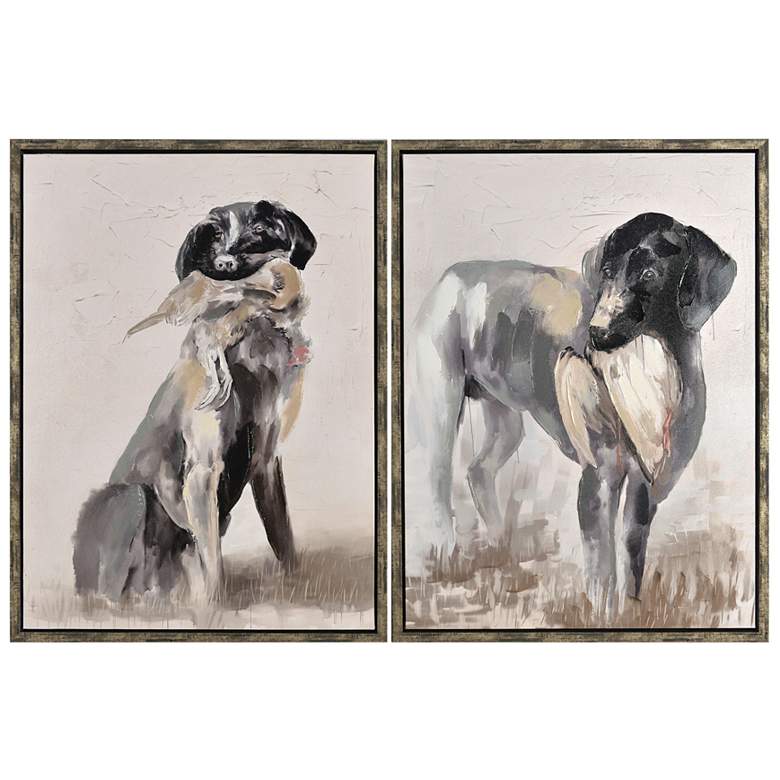Image 1 Duck Dogs 31 1/2" High 2-Piece Framed Canvas Wall Art Set