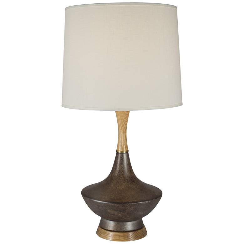 Image 1 Duck Rust Wood and Ceramic Table Lamp with Ivory Shade