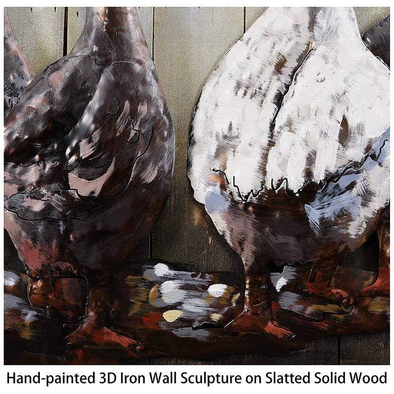 Image 7 Ducks" Hand-painted Iron Wall sculpture with solid Wood Frame more views