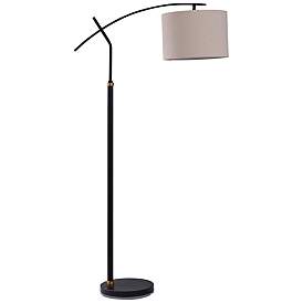 Image1 of Dudley 60" Black and Brass Metal Adjustable Arc Floor Lamp