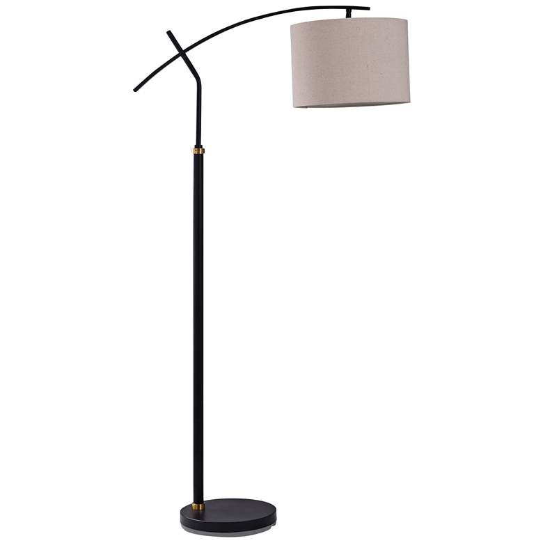 Image 1 Dudley 60 inch Black and Brass Metal Adjustable Arc Floor Lamp