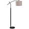 Dudley 60" Black and Brass Metal Adjustable Arc Floor Lamp