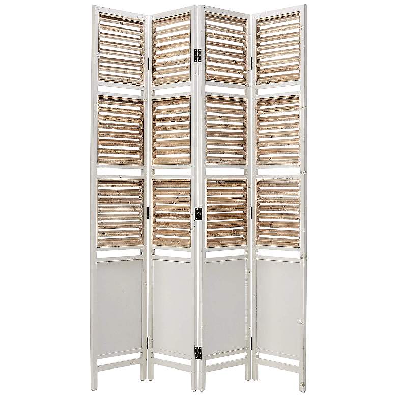 Image 2 Duetcor 63" Wide White Wood 4-Panel Screen/Room Divider