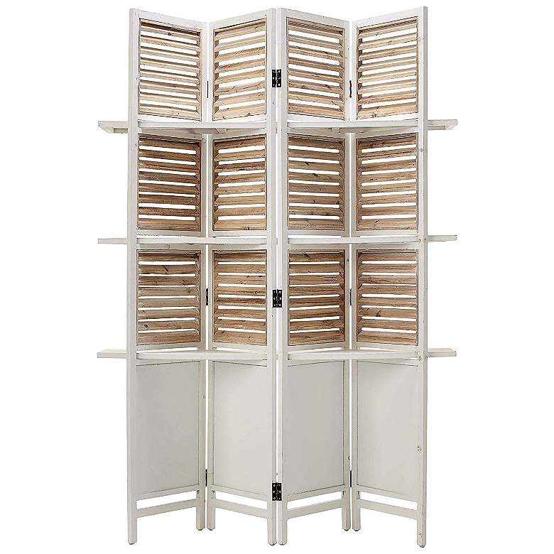 Image 6 Duetcor 63" Wide White Wood 4-Panel Screen/Room Divider more views