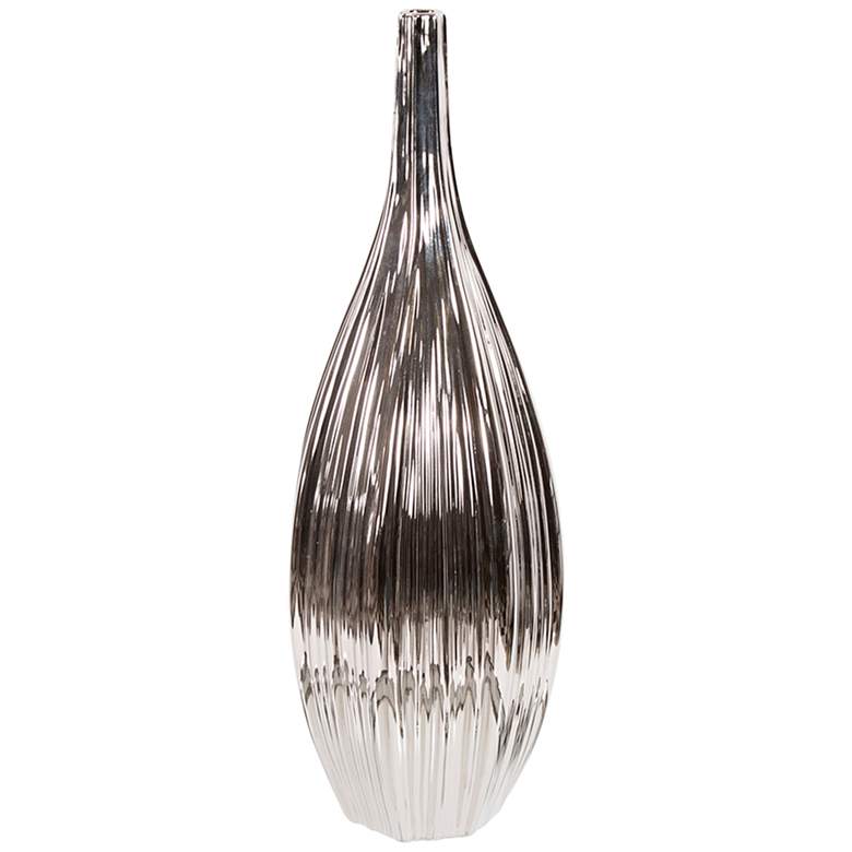 Duggar Metallic Silver 17&quot; High Ceramic Bottle Vase