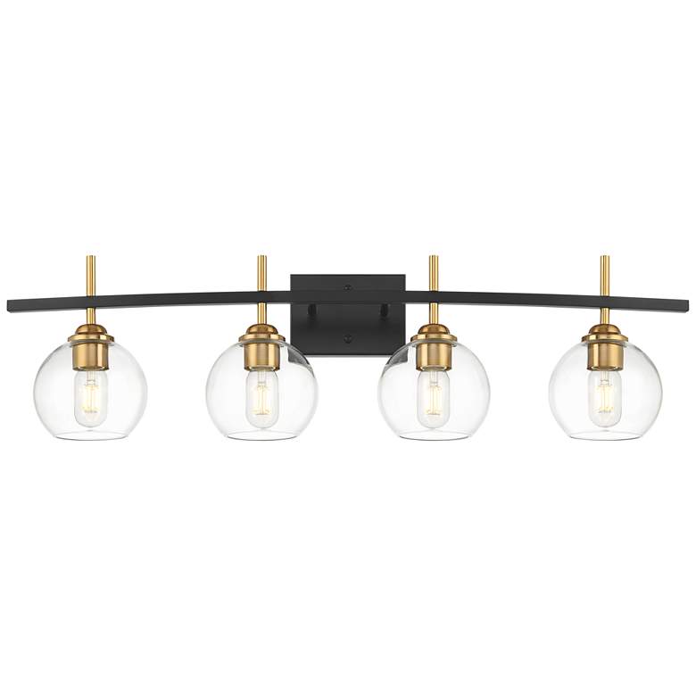 Image 2 Duka 36 1/4" Wide 4-Light Black and Gold Bath Light