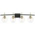 Duka 36 1/4" Wide 4-Light Black and Gold Bath Light